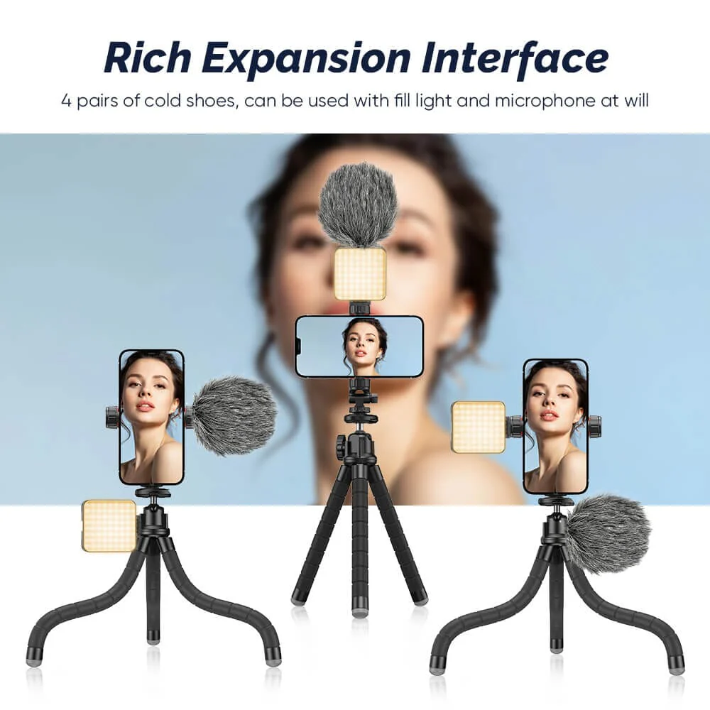 Flexible Octopus Tripod with Dual Cold Shoe Mounts - Image 5