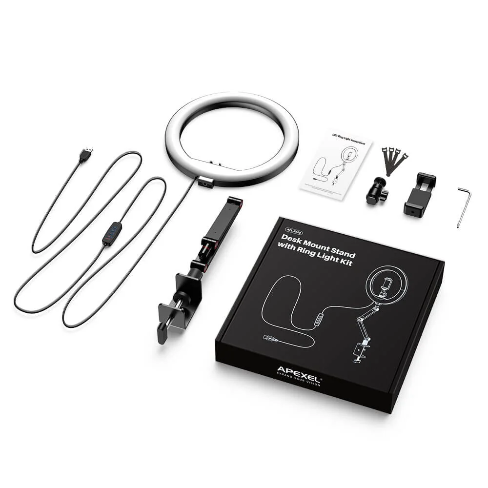 FL20 10 Inch Ring Light Foldable Portable with Stand and Phone Holder - Image 10