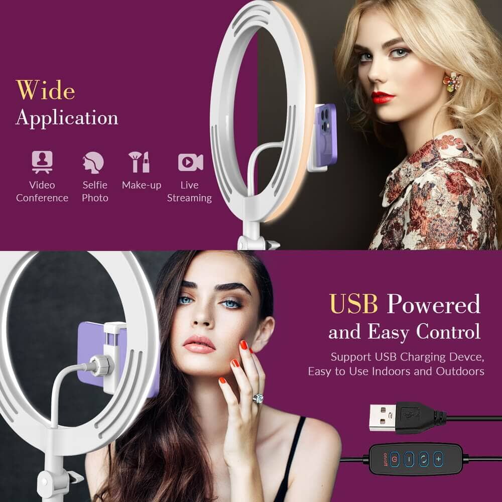 FL20 10 Inch Ring Light Foldable Portable with Stand and Phone Holder - Image 14