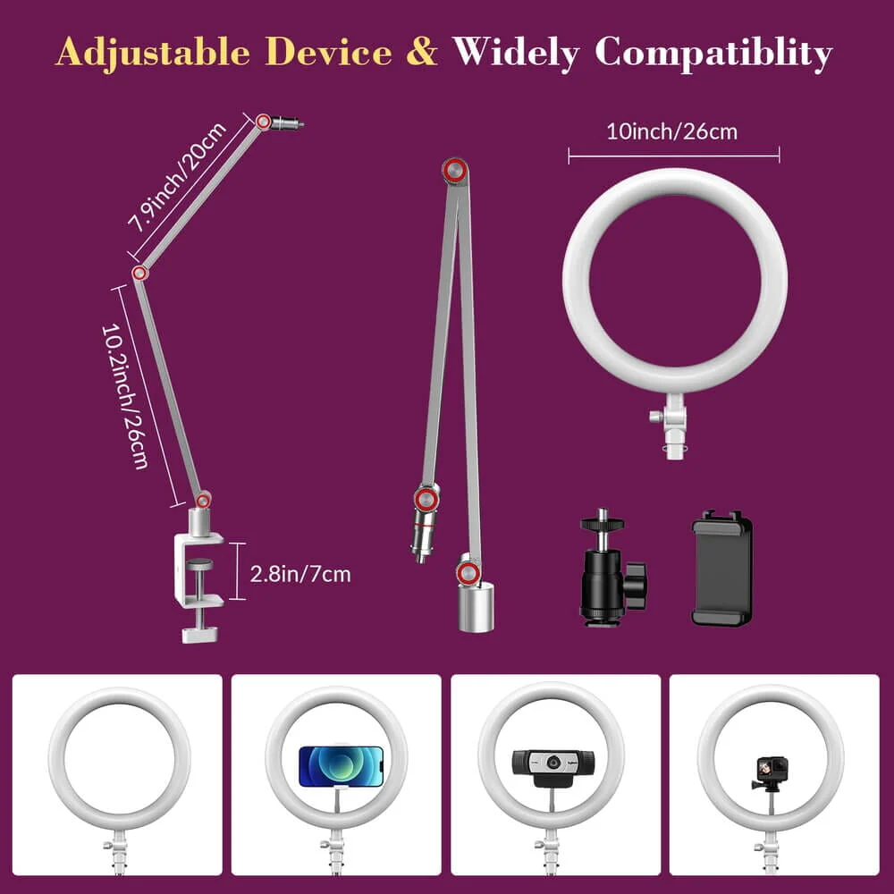 FL20 10 Inch Ring Light Foldable Portable with Stand and Phone Holder - Image 16