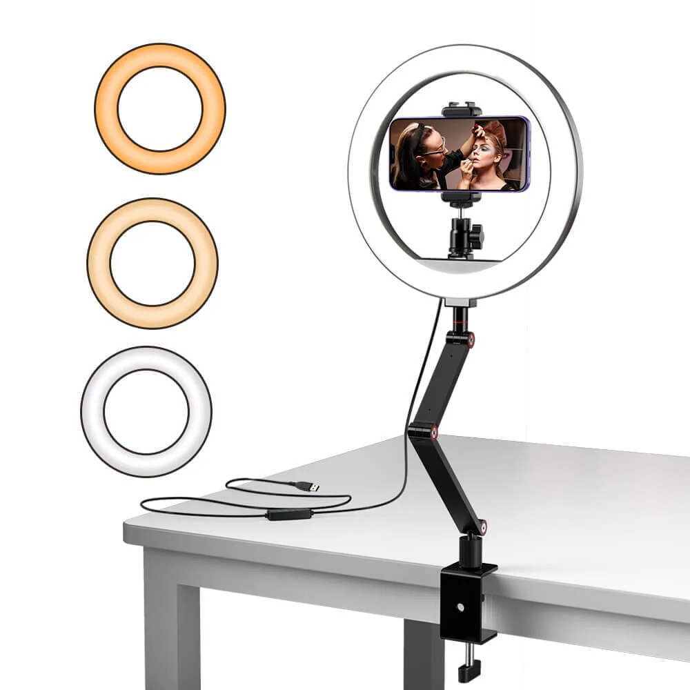 FL20 10 Inch Ring Light Foldable Portable with Stand and Phone Holder - Image 3