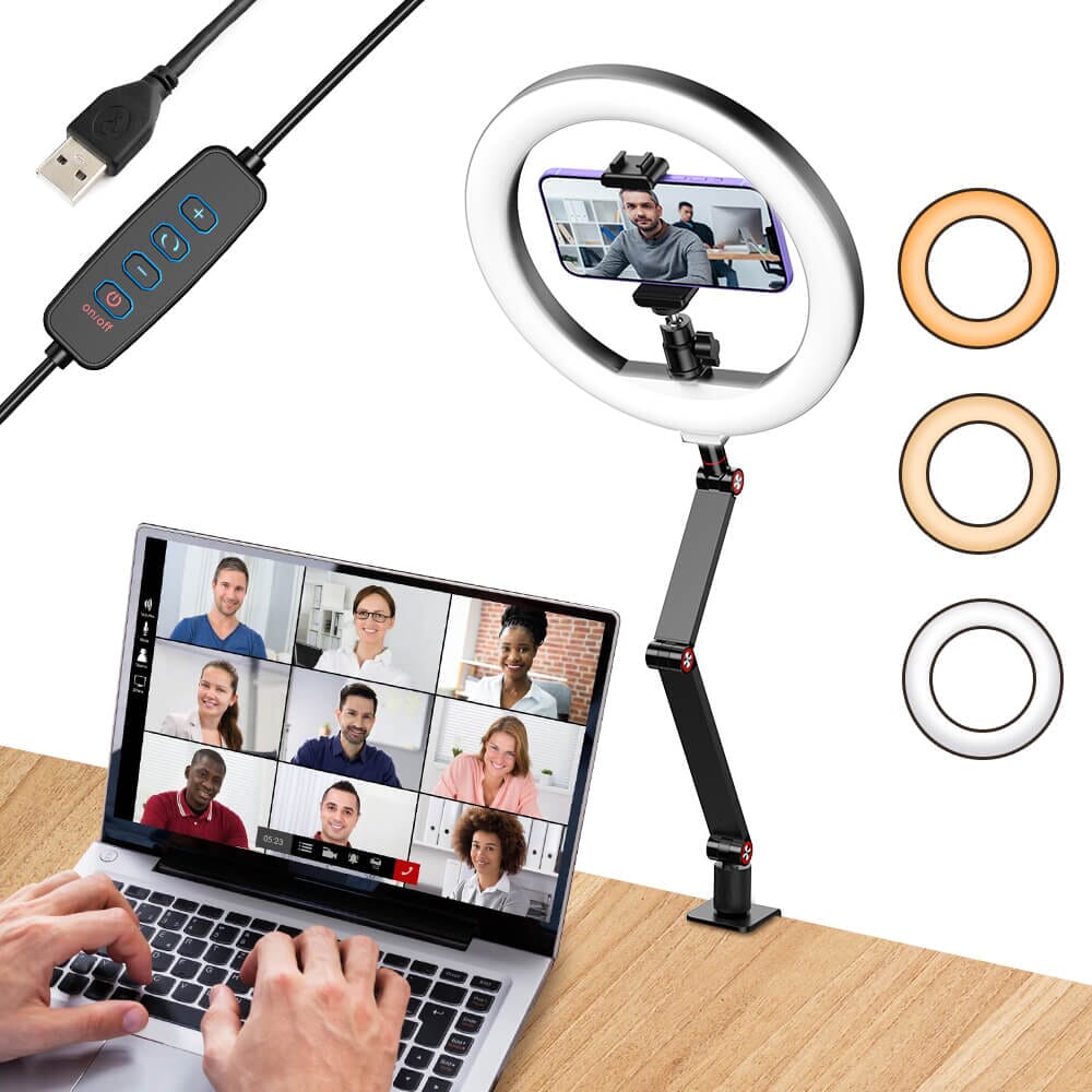 FL20 10 Inch Ring Light Foldable Portable with Stand and Phone Holder - Image 4