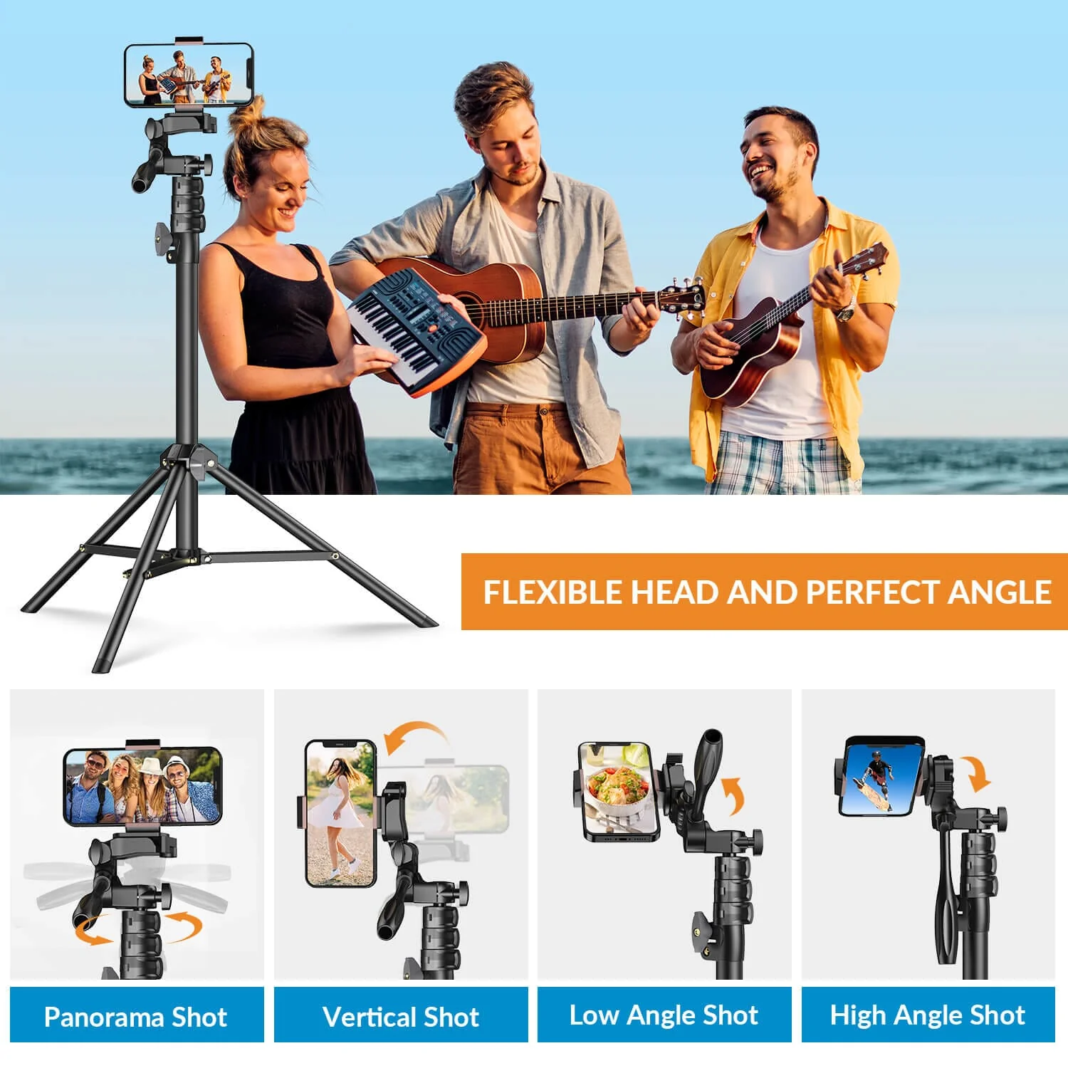 JJ070 Upgraded 70" Cell Phone Selfie Stick with Tripod - Image 6